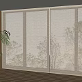Modern Window Blinds In Bright Interior Room With Natural Light And Green Plant