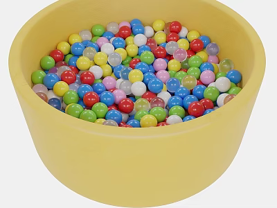 Cute Doll With Colorful Beads In Yellow Bowl For Kids Play Activity 3d model