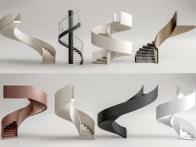 Modern Spiral Staircase Designs With Various Colors And Contemporary Styles 3d model