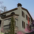 Charming Detached Villa With Brown Roof Stone Exterior And Climbing Plants Surrounded by Trees