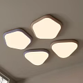 Modern Hexagonal Ceiling Lights With White Lampshades And Light Brown Lavender Borders 3d model