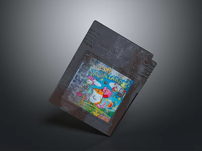 Vintage Game Cartridge With Colorful Cartoon Characters And Classic Retro Design 3d model