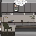Modern Tatami Bedroom Interior Design With Hanging Chandelier Writing Desk And Built-in Bookshelf