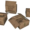 Open Brown Corrugated Cardboard Cartons with Folded Lids and Empty Interiors 3d model