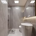 Modern Minimalist Studio Apartment With White Bed Kitchen Counter Washing Machine Desk And Decorative Painting