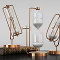 Elegant Ornamental Hourglass Set With Metal Bases And Vintage Design For Home Decor