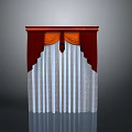 Elegant Curtain With Red Valance Orange Pleated Accents And White Sheer Panels