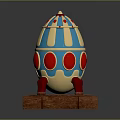 Elegant Enamel Egg Shaped Fashion Accessory With Gold Trim Red Gemstones And Red Legs