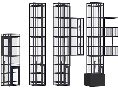 Modern Elevator Design With Metal Frame Glass Structure And Multiple Architectural Views 3d model