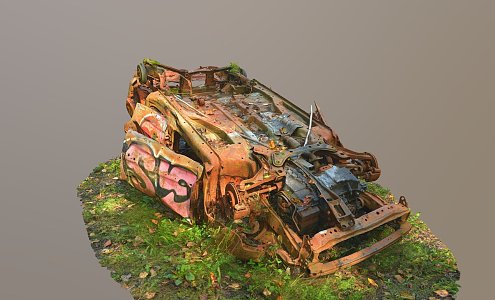 The wreck of a burned-out car 3d model