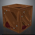 Orange Cube Shaped Furniture With Wooden Strips Geometric Cutout Design White Dot Accents Red Interior