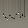 Black Pendant Lights With Long Thin Rods And White Bulb Bases On Grey Background 3d model