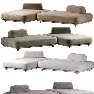 Modern Sectional Sofa With Various Colors Velvet Upholstery And Metal Legs 3d model