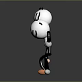 Two Playful 3D Cartoon Characters Dancing With White Heads Gray Bodies And Orange Feet