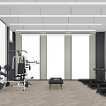 Modern Fitness Gym With Treadmills Weight Equipment And Mirrored Walls Spacious Layout For Workout Sessions