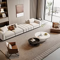 Sofa Coffee Table Set Single Sofa Lazy Sofa Floor Lamp 3d model