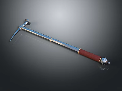 Professional Geological Hammer With Chrome Shaft And Red Leather Handle 3d model