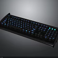 Modern Backlit Keyboard with Blue LED Illumination and Extra Function Keys Design 3d model