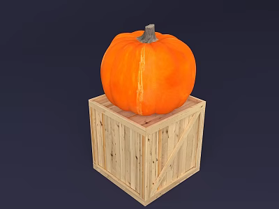 Pumpkin Themed Decorative Light Display On Wooden Crate For Festive Ambiance 3d model