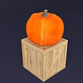 Pumpkin Themed Decorative Light Display On Wooden Crate For Festive Ambiance