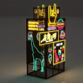 Vibrant Neon Art Installation With Chinese Signs Open Arrow And Grid Design
