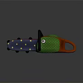 Colorful Chainsaw With Blue Green Orange Body Yellow Polka Dots And Black Handle Chain