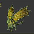 3D Golden Dragon Sculpture With Yellow Wings And Intricate Scales Design