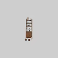 Wooden Decorative Cabinet With Multiple Shelves Displaying Books Decorative Items And Lamp