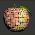 Shiny Mirrored Apple With Green Leaf And Reflective Tile Surface