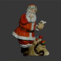 Festive Santa Claus Decorative Ornament Set with Gift Bag and Colorful Decorations