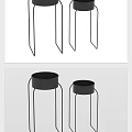 Modern Black Metal Plant Stands With Round Planters For Garden Decor