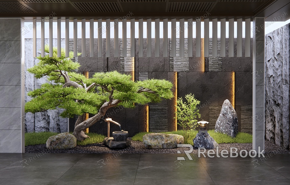 New Chinese style landscape sketch courtyard landscape model