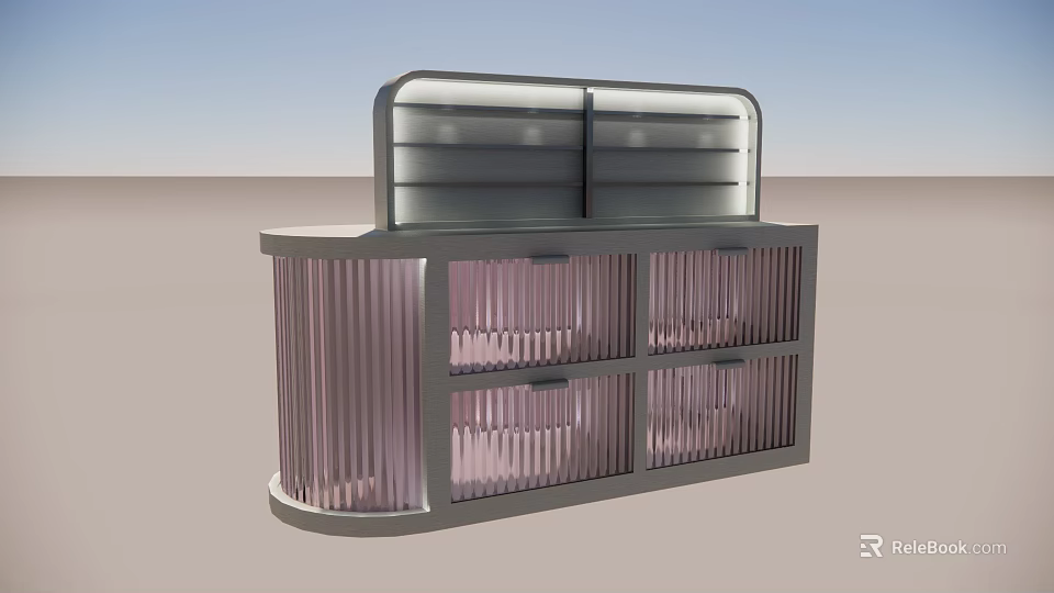 Modern Display Shelf With Metal Frame Glass Doors And Multiple Shelves 3d model 