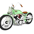 Vintage Light Green Motorcycle With Brown Leather Seat White Wall Tires And Chrome Parts