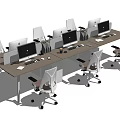 Modern Office Workstation Desk With Computers Ergonomic Chairs And Storage Cabinets 3d model