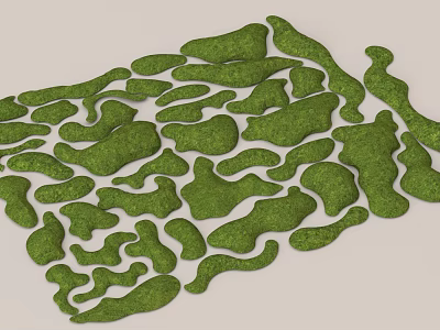 Green Irregular Moss Patches Scattered on Light Colored Background Surface 3d model