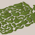 Green Irregular Moss Patches Scattered on Light Colored Background Surface