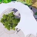 Tensile Membrane Canopy Design for Outdoor Public Space with Trees and Walkway