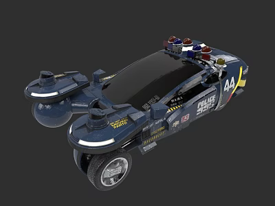 Futuristic Police Car With Police Lights AA Logo And Unique Design 3d model