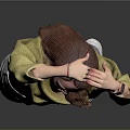 Woman Making Heart Gesture With Hands Above Head In Yellow Top And Gray Jeans