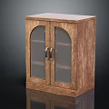 Wooden Entryway Side Cabinet Featuring Glass Doors And Metal Handles Storage Design