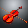 Vibrant Red Violin With Wooden Bow And Glossy Finish For Musical Use