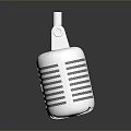 Classic White Microphone With Retro Striped Design And Shiny Surface 3d model