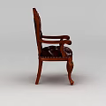 Technology Exhibition Hall Features Dark Brown Carved Leather Chair With Armrests And Tufted Surface
