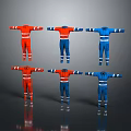 Safety Work Coveralls In Red And Blue With Reflective Stripes Design