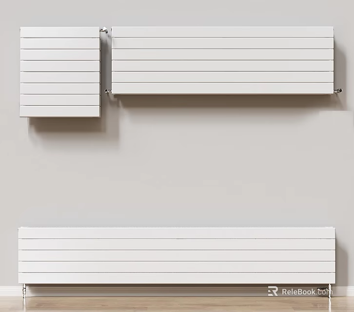 White Wall Mounted Radiators With Modern Design And Different Sizes For Home Interior 3d model