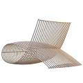 Modern Leisure Chair With Curved Slatted Design And Sleek Ergonomic Structure
