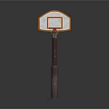 Outdoor Basketball Hoop With White Backboard Orange Rim And Brown Pole