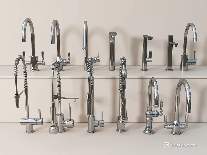 Various Modern Faucet Designs For Kitchen Bathroom Home Display Use 3d model 