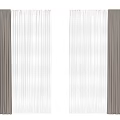 Dual Layer Curtain Design With Brown Solid Panels And Vertical Striped Sheer 3d model